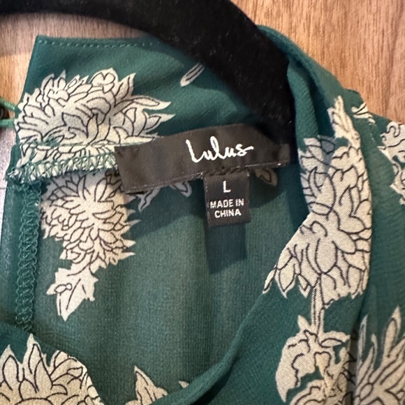 Lulus Green Floral Print MIDI Dress Size L (perfect wedding or events) - Picture 5 of 6